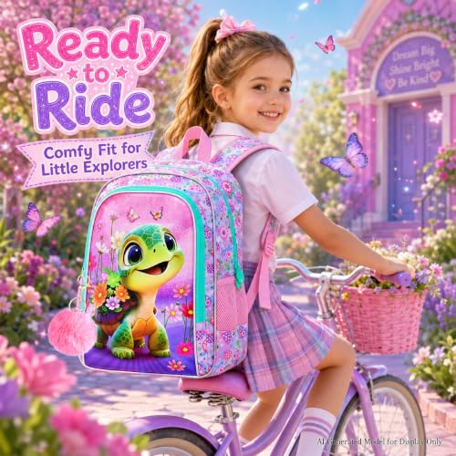 Image of AGSDON 3PCS Kids Backpack for Girls, 16 inch Preschool Elementary Water Resistant School Bag, Girl Backpacks Set with Lunch Box Pencil Case