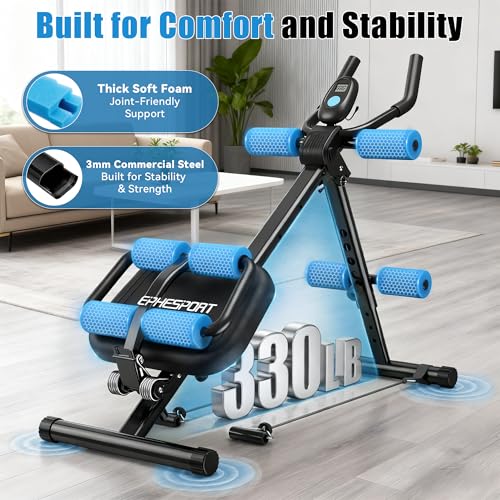 Image of EPHESPORT Multifunctional Ab Machine, Crunch & Sit-Up Core Trainer, Adjustable Ab Trainer with Knee & Back Support, Foldable, Full Body Workout Equipment for Home Gym