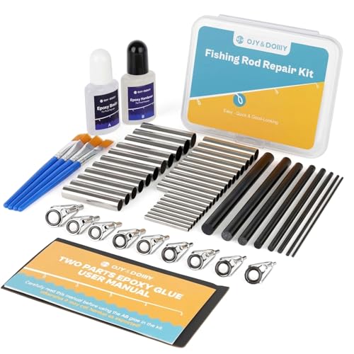 OJYDOIIIY Fishing Rod Repair Kit Complete with Tips, Easy&Quick Approach to Repair Broken Fishing Pole with Epoxy Glue