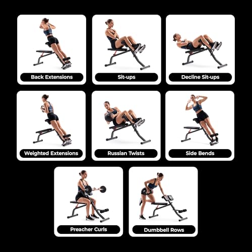 Image of Sunny Health & Fitness Multi-Function Roman Chair with Dip Station & Sit-Up Bench, Adjustable Heavy-Duty Strength Training Equipment for Glutes, Core & Lower Body Workouts, Hyperextension Machine for Home Gym