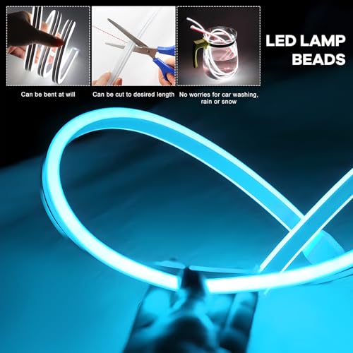 CCHRN 59 Inches Car Hood Light Strip, 12V Dynamic Scan Start Up Lamp Daytime Running Light, Universal Waterproof LED Headlight Flexible DRL Hoodbeam Lights for Cars Trucks SUVs (Ice Blue) by CCHRN - Image 3