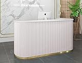 Goldene Akzente i Beauty Salia Empfangstresen für Salon o. Kosmetikstudio 120cm Empfangstheke (Weiß, 120cm)