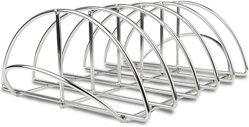 DOLAMOTY Rejillas de costillas de barbacoa para ahumador y parrilla, estante de costillas de acero inoxidable para ahumar huevos verdes grandes y