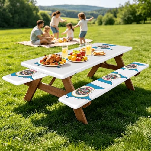 Mantel de mesa con mapa de Minnesota y fundas de banco para camping 8