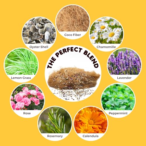 Image of SunGrow Coco Fiber Herbs for Small and Medium Birds, with Chamomile, Lavender, Peppermint & Calcium, Nesting Pad, Aviary Bedding & Substrate for Budgies, Cockatiels, Canaries, Finches, Parrots, 5 oz