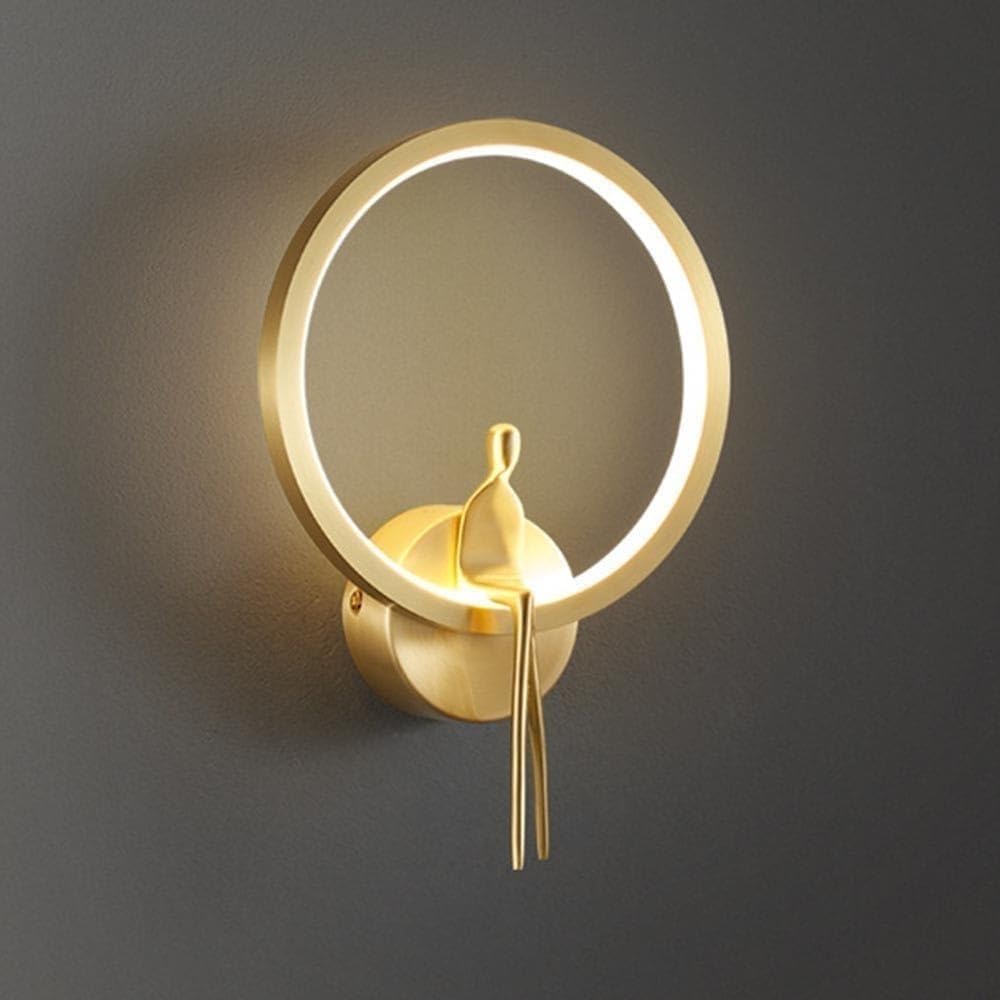CWCQGH Minimalism Round Shape Wall Lamps All Copper Wall Sconces 10W Three Color Dimmable Wall Light for Bedside Background Wall Living Room Foyers,Gray