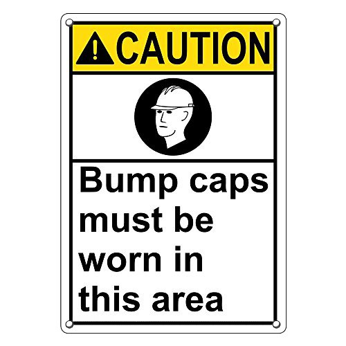 Weatherproof Plastic Vertical Ansi Caution Bump Caps Must Be Worn ...