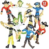 ArtCreativity Bendable Pirate Figures, Set of 12 Flexible Men, Birthday Party Favors for Boys and...