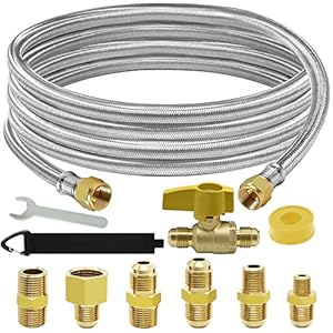 12 Feet High Pressure Braided Propane Hose Extension with Conversion Coupling 3/8″ Flare to 1/2″ Female NPT, 1/4″ Male NPT, 1/8″ NPT Male,3/8″ Male NPT, 3/8″ Male Flare for BBQ Grill, Fire Pit, Heater