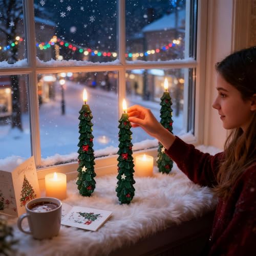 Bougies LED sapin de Noël pour décoration de table romantique
