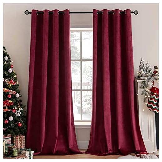 MIULEE 2 Stück Verdunklungsvorhang Samtvorhänge Blickdicht Vorhang mit Ösen Thermogardine Ösenvorhang Verdunkelungsgardinen für Schlafzimmer Wohnzimmer,140 x 225 cm(B x H) Rotwein
