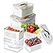 HUALIANG Frischhaltedosen mit Deckel, 4 Set Kühlschrank Organizer mit Abtropfkorb, Meal Prep Boxen 4,15L+3,15L+1,7L+0,8L Kühlschrank Aufbewahrung mit Griff Luftablassventil Gemüse Obst Aufbewahrung Mit Griff günstig Kaufen-HUALIANG Frischhaltedosen mit Deckel, 4 Set Kühlschrank Organizer mit Abtropfkorb, Meal Prep Boxen 4,15L+3,15L+1,7L+0,8L Kühlschrank Aufbewahrung mit Griff Luftablassventil Gemüse Obst Aufbewahrung