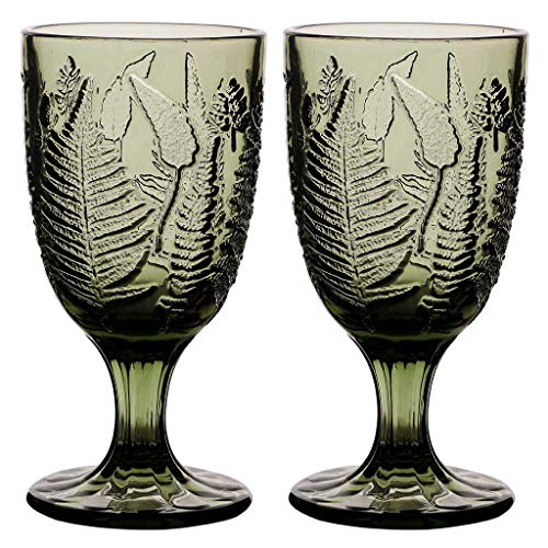 Image of Dibor Set of 2 Wine Glasses Green Dishwasher Safe 300ml Goblets Alfresco Dining Glassware