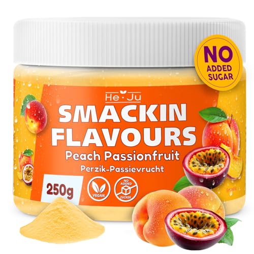 He-Ju Flavour Pulver Peach Passionfruit 250g vegan, Pfirsich Maracuja Geschmackspulver zum Süßen fast ohne Kalorien