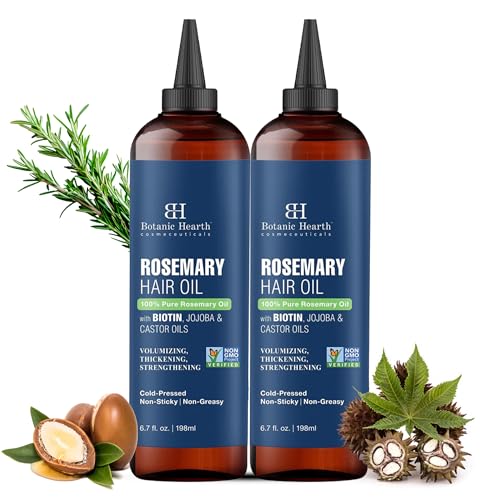Image of Botanic Hearth Rosemary Oil for Hair Growth - 6.7 Fl oz (Set of 2) | Enriched with Biotin, Castor & Jojoba | Hair Relaxers & Dry Scalp Treatment | Color Safe | Suitable For All Hair Types