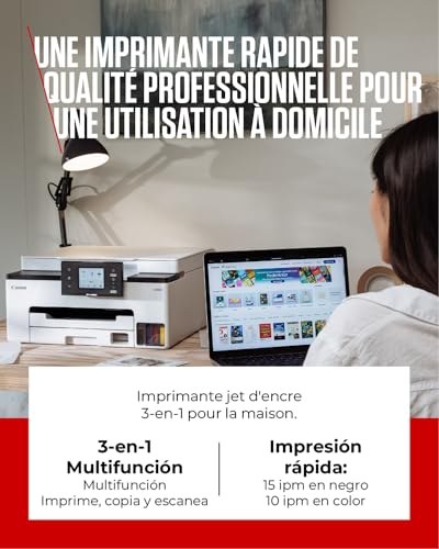Canon MAXIFY GX1050 Imprimante A4 Couleur pour la Maison et Le Bureau | Imprimante, Copieur et Scanner Jet d'encre MegaTank Tout-en-Un | Wi-FI, Ethernet et USB | Comprend 6 Bouteilles d'encre – Image 5