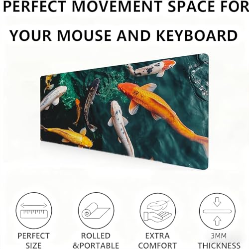 Tapis de souris XXL avec rubber base et surface imperméable poisson - 2