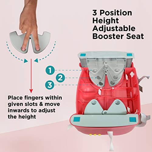 Image of Luvlap BabyFun 2 in 1 Feeding Chair & Booster Seat, Portable (Red)