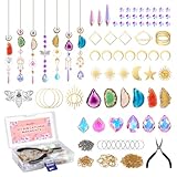 BlumWay 168 PCS DIY サンキャッチャー 作成キット 水晶ペンダント クリスタル 玄関飾り開運ペンダント ラッキークリスタル 運気 幸運 風水 窓/玄関/ベランダ/庭園装飾水晶 プリズムと瑪瑙スライス付き