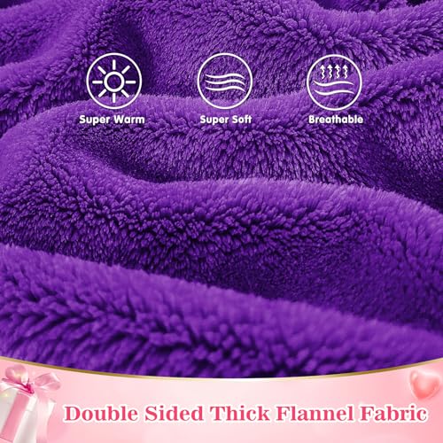 Image of Waitu Wearable Blanket Sweatshirt Gifts for Women and Men, Warm and Cozy Giant Blanket Hoodie, Thick Flannel Blanket with Sleeves and Giant Pocket - Violet