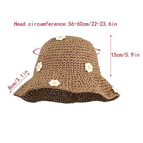 Chapeau réglable en paille avec des fleurs et une structure souple pliable - 6