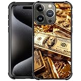 Goodsprout Phone Case Compatible with iPhone 16 Pro,Gold Money Girl Cases, Tempered Glass Back+Soft Silicone TPU Shock Protective Case for iPhone 16 Pro.