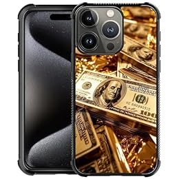 Goodsprout Phone Case Compatible with iPhone 15 Pro Max,Gold Money Girl Cases, Tempered Glass Back+Soft Silicone TPU Shock Protective Case for iPhone 15 Pro Max.