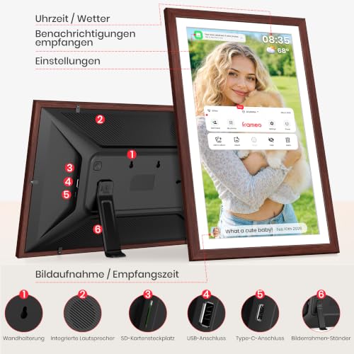 64GB FRAMEO 15,6 Zoll Digitaler Bilderrahmen - 1920 * 1080P FHD IPS Touchscreen Digitale Bilderrahmen… – Ansicht 7
