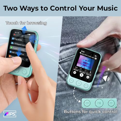 Lecteur MP3 64Go Bluetooth 5.3 avec Clip, Écran Tactile & Touches – vue 3