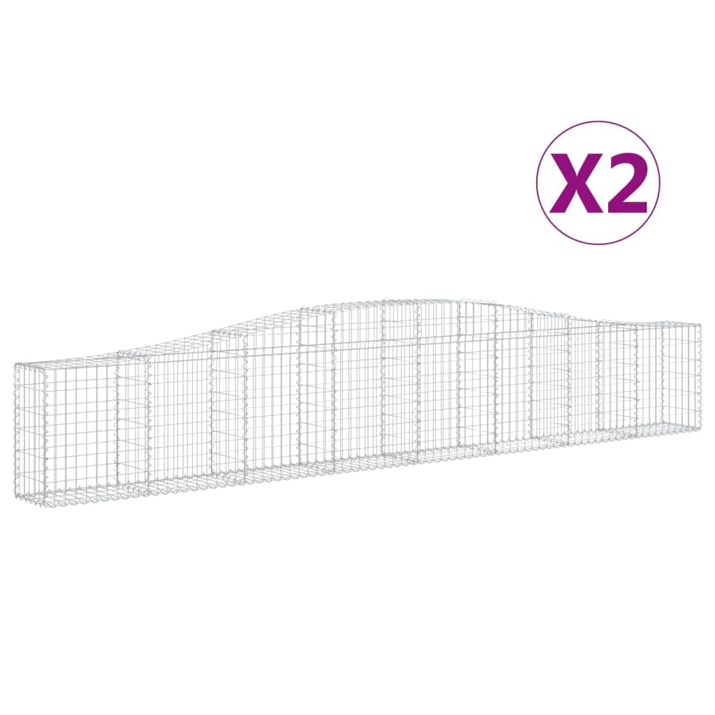 Cesti Gabbioni Ad Arco 2 Pezzi 400x30x60/80 cm Ferro Zincato