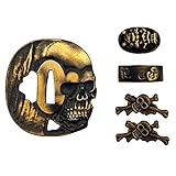 OKSs Katana Tsuba Set - Alloy Samurai Sword Guard Made by Electroplating and Grinding, and Has Good Rust Resistance and Wear Resistance (Bronze Skull Warrior)