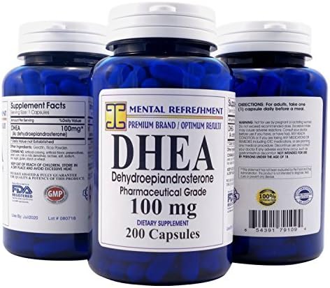 Pure DHEA - 100 mg Max Strength - 200 Capsules - Supports Balanced Hormone Levels for Women & Men, Healthy Metabolism, Brain, Immune Function & Energy