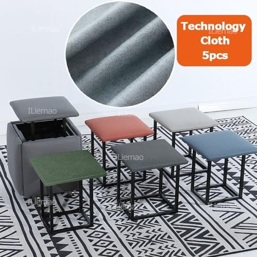 Tabouret de canapé empilable 5 en 1 avec coffre à chaussures - 5