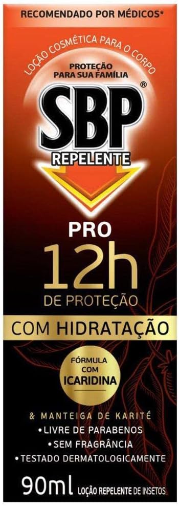 Loção Repelente Corporal SBP PRO 12 Horas Hidrata e Protege, SBP, Preto e...