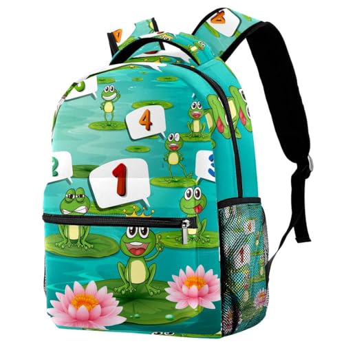 Sac à dos grenouilles vertes avec chiffres imprimés style ludique
