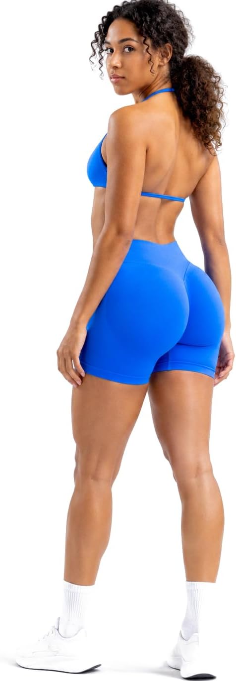 MOYOOGA 2 Piece Workout Sets for Women Seamless Shorts and Strappy Sports Bra Athletic Gym Yoga Matching Outfits