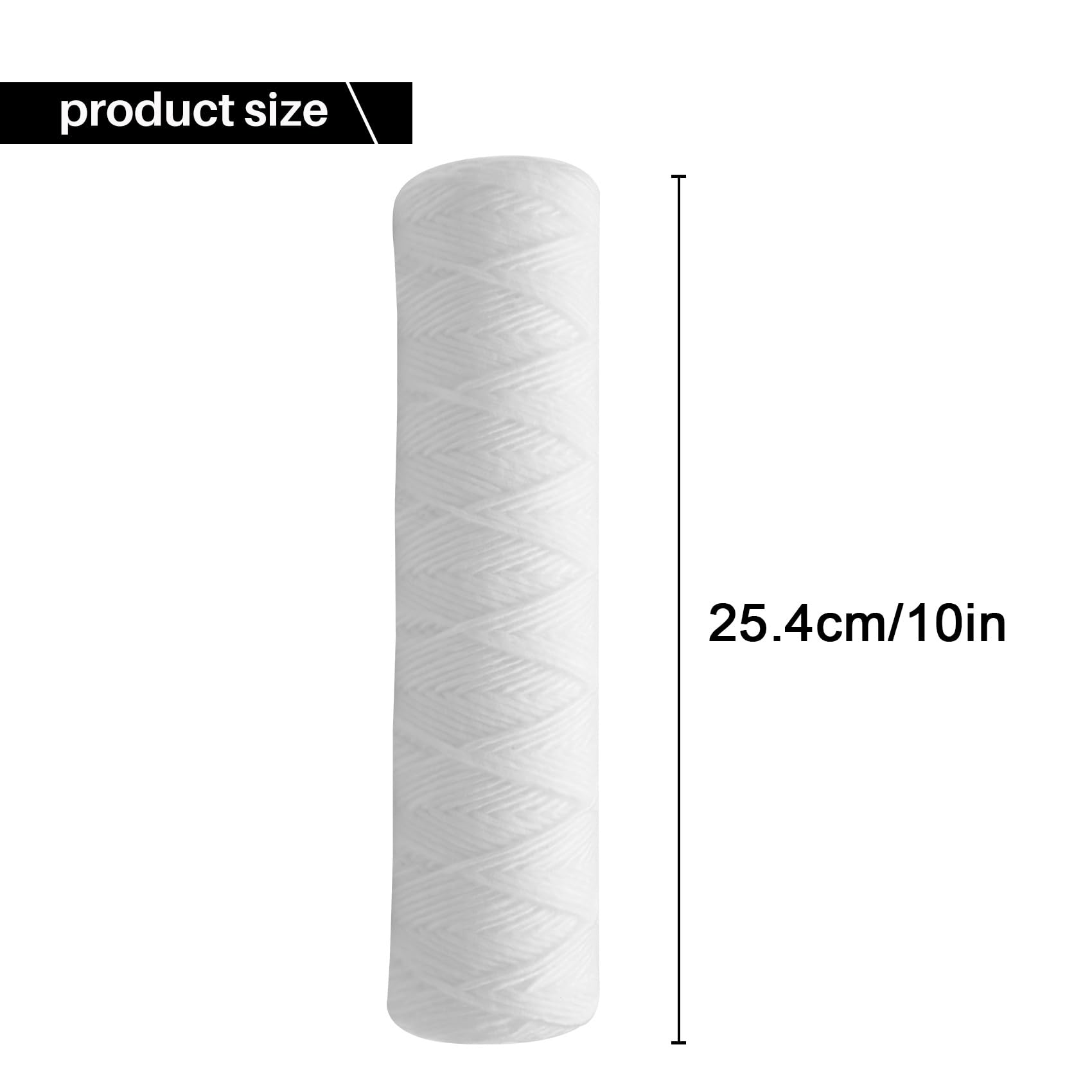 15x Cartuccia Filtro Acqua da 10 Micrometro da 10 x 2,5 Pollici con Ferita da Filtro Un Cartuccia per Sedimenti Casa Intera, Sostituzione Universale