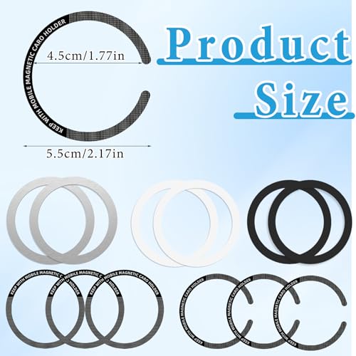 Image of 12Pcs Magnetic Ring for Wireless Charging | Universal Metal Adapter Ring for MagSafe | Ultra-Thin Magnetic Ring for Phone /Cases | Android & iPhone Support