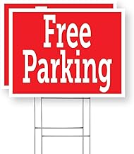 Free Parking Yard Sign 2 Pack of 12 Inch x 16 Inch Double Sided Weatherproof Heavy-Duty Plastic with Stake | Convenient Locations, Event Promotions, Clear Signage | Made in USA