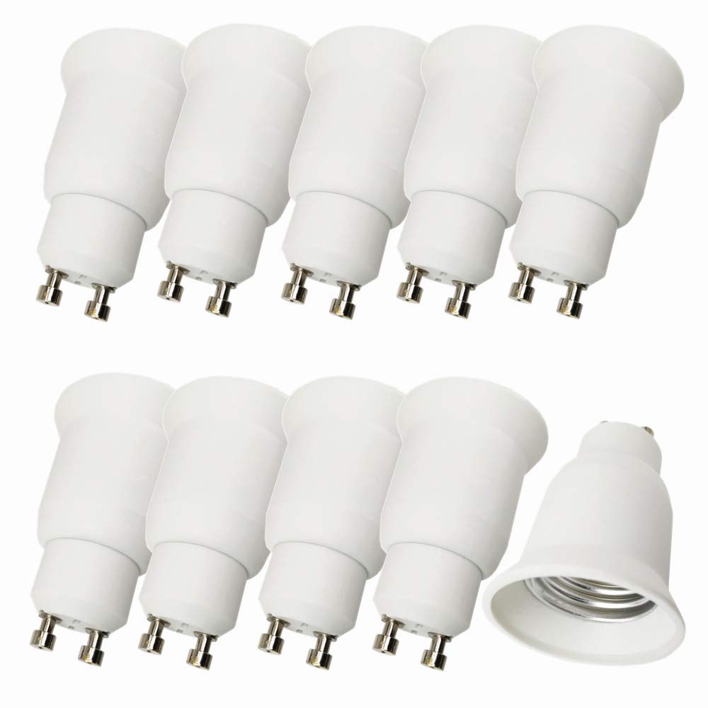 DZYDZR 10 Pack GU10 to E27 Light Bulb Lamp Holder Socket Adapter Flame Retardant Material