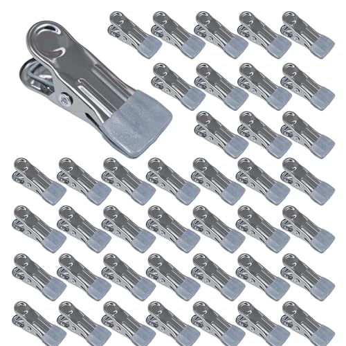 TETEWEVER Mollette Bucato Acciaio Inox 40 Pezzi Grigie