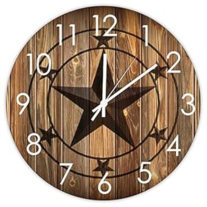 Roundwoodwallclockwesterntexasstarsilentbatteryoperatedwoodenwallclockcountrywesterncountryfarmhousehomedecorforlivingroomhousekitchen Urban Country Home Decor Round wood wall clock western texas star silent battery operated wooden wall clock country western country farmhouse home decor for living room house kitchen urban country home decor