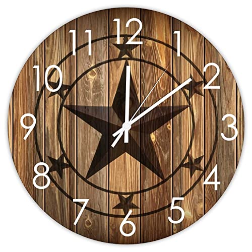 Roundwoodwallclockwesterntexasstarsilentbatteryoperatedwoodenwallclockcountrywesterncountryfarmhousehomedecorforlivingroomhousekitchen Urban Country Home Decor Round wood wall clock western texas star silent battery operated wooden wall clock country western country farmhouse home decor for living room house kitchen urban country home decor