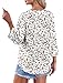 OFEEFAN 3/4 Length Sleeve Womens Tops Fall Fashion Must Haves Button Down Shirts Business Casual Tops Work Blouses White Print L