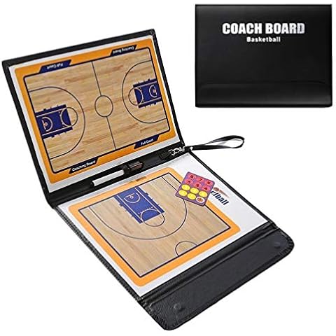 Firelong Haploon Basketball Coaching Board Coaches Tactics Clipboard Kit, Portable Strategy Coach Board,PU Leather Cover, Dry-Erase Strategy Magnetic Clipboard with NotePage (Black) Cover