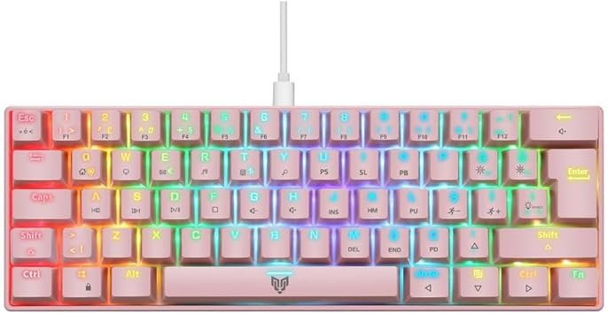 Blueforce Majesty 62 Key Rgb Mini Gaming Player Mechanical Keyboard Red Switch Pink