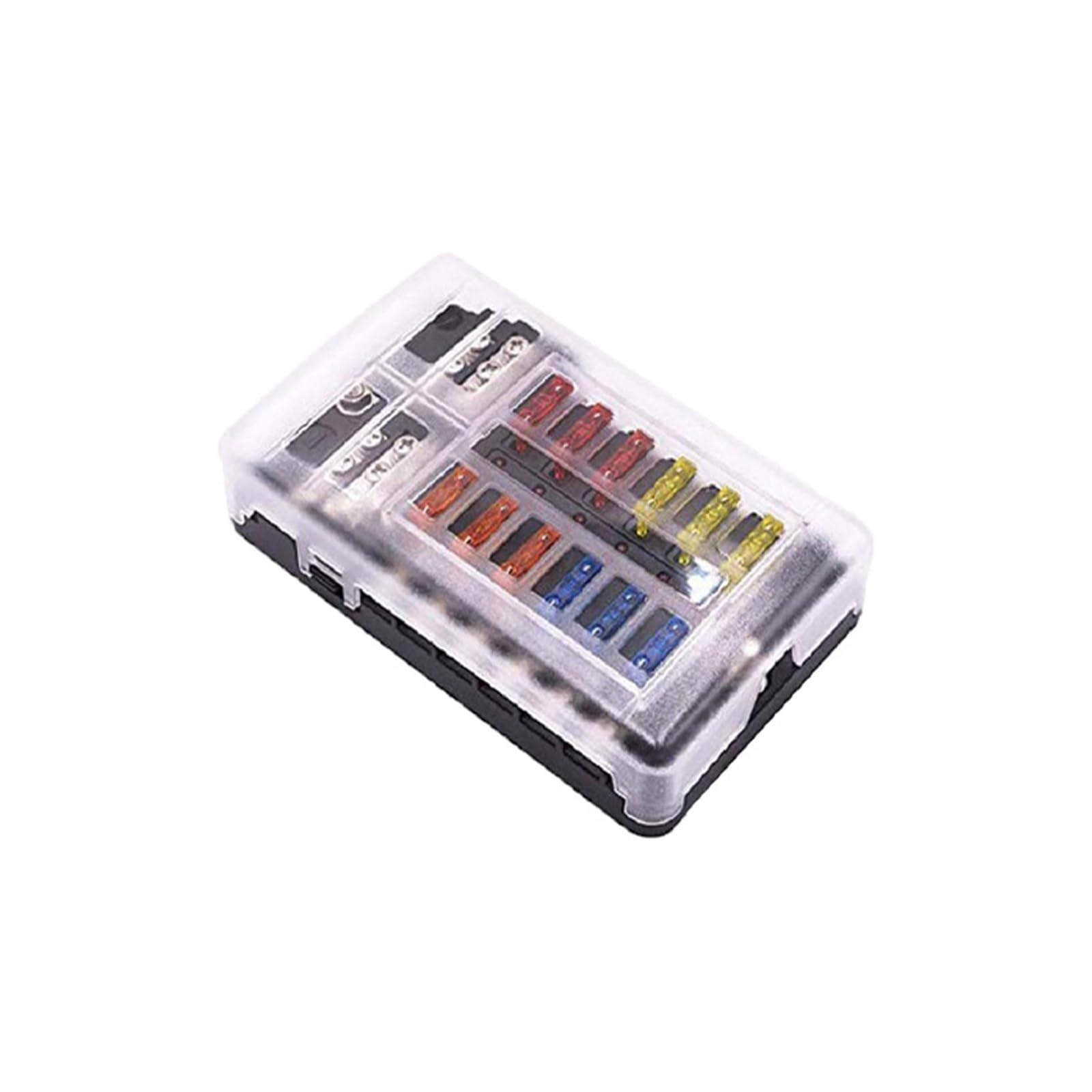 Supporto per scatola dei fusibili per auto 12 vie yacht, barca, auto, modificato con interfacce a vite positive e negative per fissare l'inserto auto con luce LED con inserto assicurativo