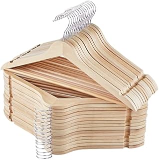 ROSOS Wooden Hangers, 30 Pack Solid Strong Coat Hangers with Smooth Finish & 360 Swivel Chrome Hook, Slim Lightweight Clothes Hangers for Closet, Natural