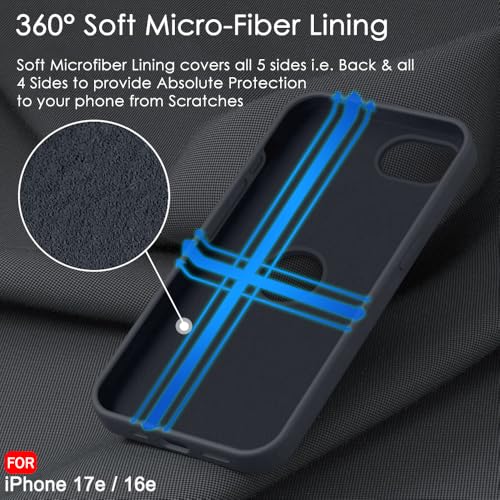 Image of TheGiftKart for iPhone 16e / iPhone 17e Case, Liquid Silicone Back Cover, Soft Micro-Fibre Lining Inside, Raised Edges for Camera & Screen Protection, Shockproof Back Cover Case (Silicone, Grey)