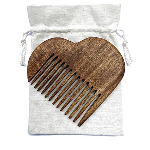 Plai Na Heart Shaped Comb Pick/Wooden Afro Pick for Wife Girlfriend Gift Wood Afro Pick for Natural Black Hair No Snags, No Static Gift of Love Cover